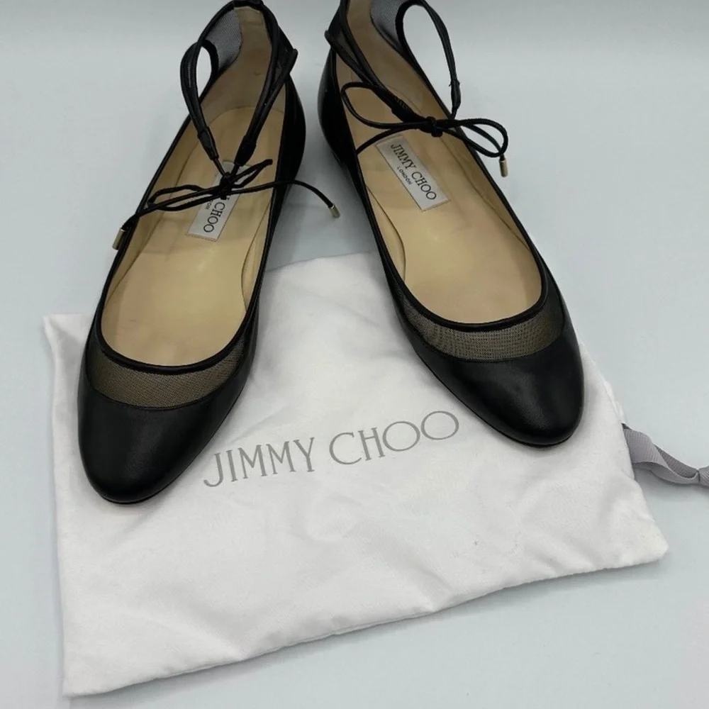 ✨ HP ✨ JIMMY CHOO TYLER BALLET FLAT W/ANKLE TIE (39) - Picture 1 of 13